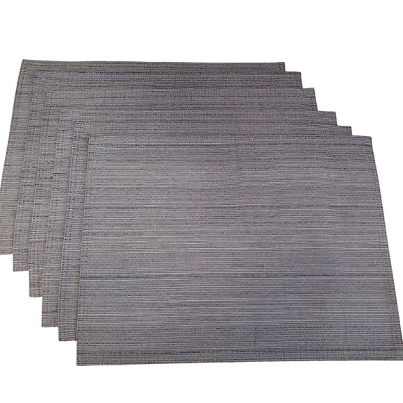 None Other - Slate Blue Woven Placemats Stain and Water Resistant Reversible 18" x 14"